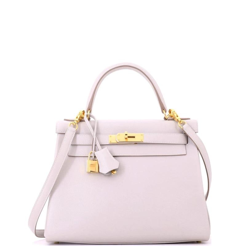 Hermes Kelly Handbag Grey Evercolor with Gold Hardware 28: Condition: Pre-owned - Excellent,Brand: Hermes,Exterior Material: Leather,Style: Top Handle,Exterior Color: Gray,Department: Women,Size: 28,Accessories: Dust Bag, Clochette, Lock, Keys, With Strap Con