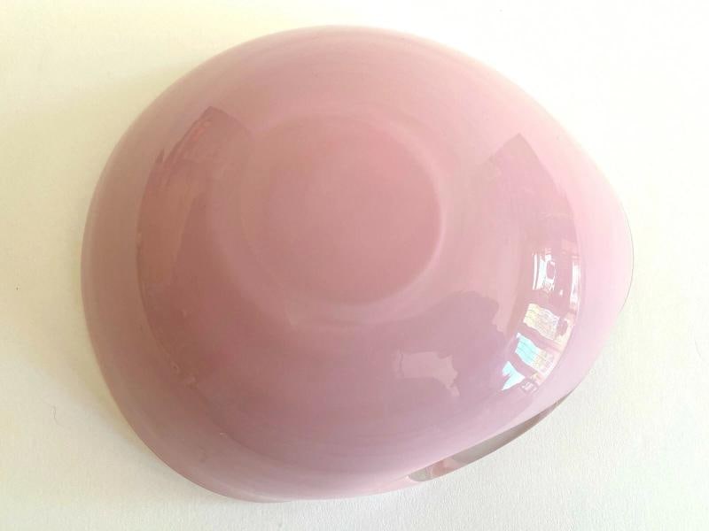 MID CENTURY MODERN BARBINI MURANO ITALY ART GLASS PINK GOLD LEAF BULLICANTE BOWL - 12
