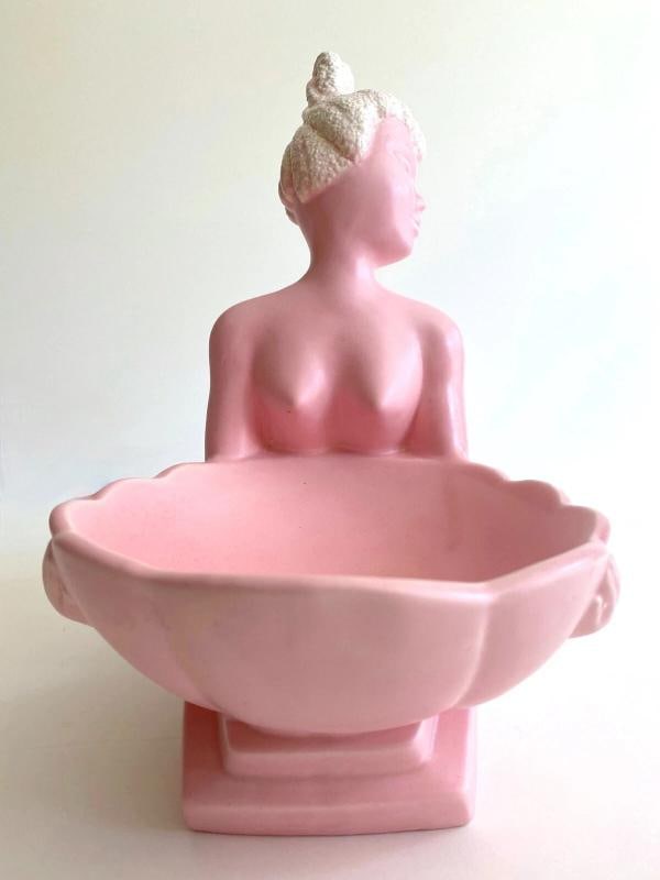 RARE 1950'S MID CENTURY MODERN ART POTTERY XL MERMAID PLANTER BOWL CENTERPIECE - 5
