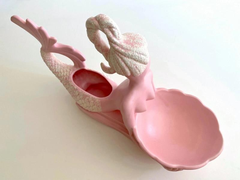 RARE 1950'S MID CENTURY MODERN ART POTTERY XL MERMAID PLANTER BOWL CENTERPIECE - 8