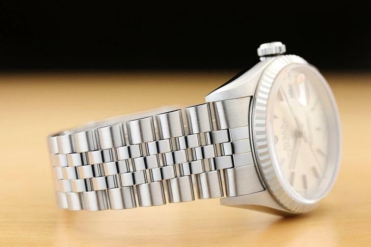 ROLEX MENS DATEJUST 16234 SILVER DIAL 18K WHITE GOLD BEZEL STAINLESS STEEL WATCH - 7