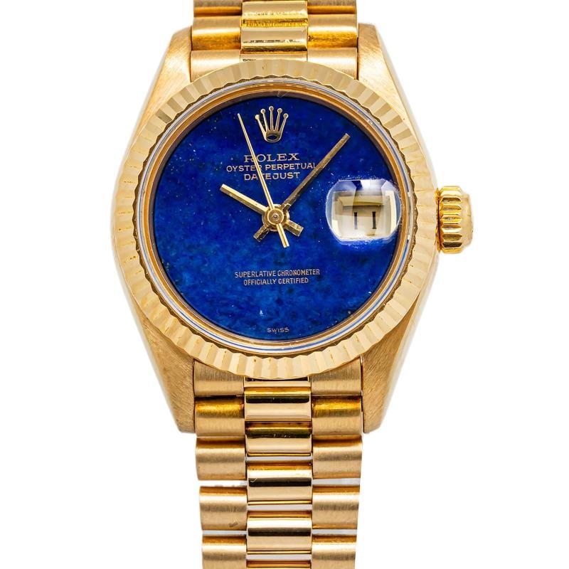 Rolex Datejust 69178 President RARE 18k Yellow Factory Lapis Dial W/Paper 26mm - 2