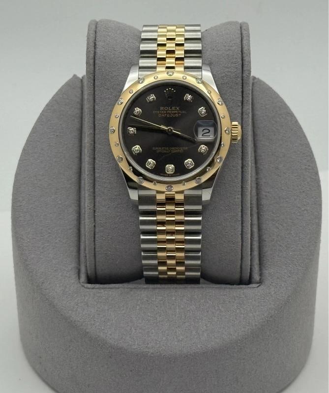Rolex Datejust Midsize 278343RBR 31mm Grey Diamond Dial 18k Gold Steel Box Paper - 2