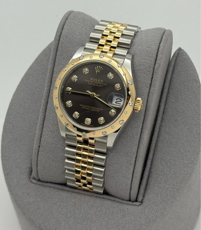 Rolex Datejust Midsize 278343RBR 31mm Grey Diamond Dial 18k Gold Steel Box Paper - 3