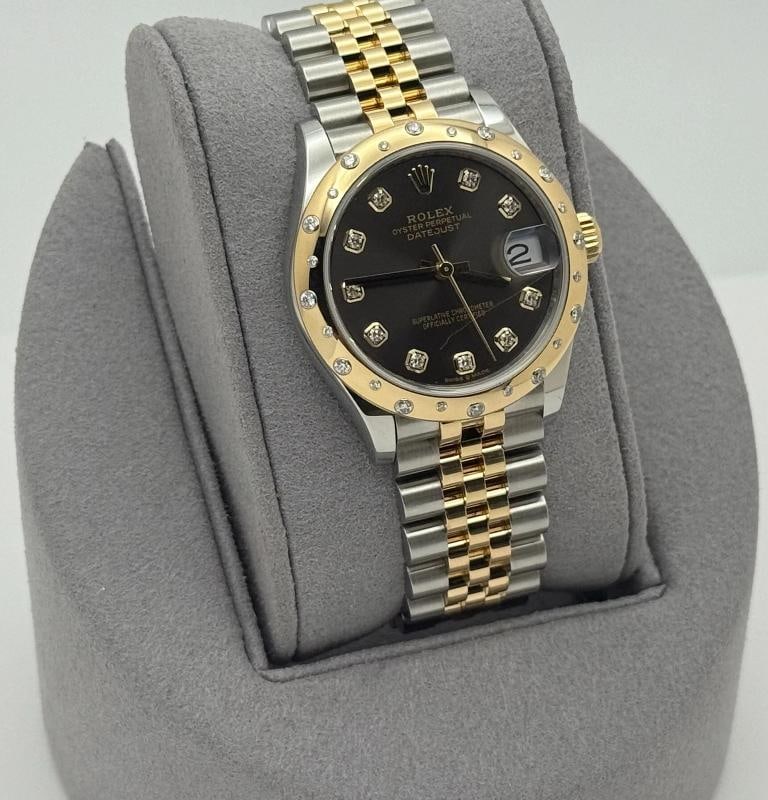 Rolex Datejust Midsize 278343RBR 31mm Grey Diamond Dial 18k Gold Steel Box Paper - 4