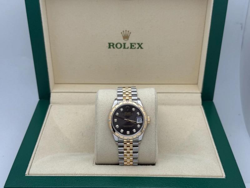 Rolex Datejust Midsize 278343RBR 31mm Grey Diamond Dial 18k Gold Steel Box Paper - 6