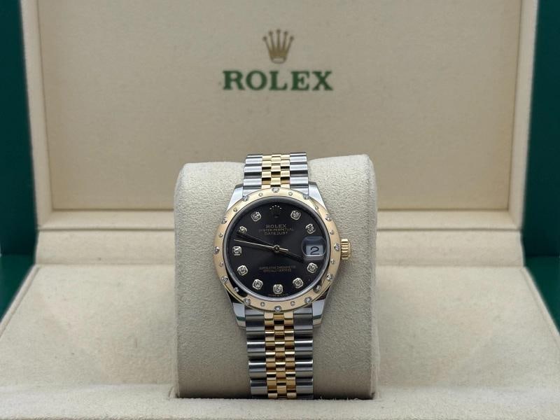 Rolex Datejust Midsize 278343RBR 31mm Grey Diamond Dial 18k Gold Steel Box Paper - 9