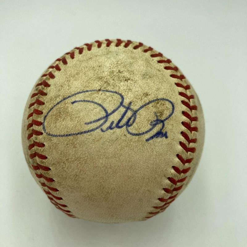 Pete Rose Signed 1972 World Series Game Used National League Baseball JSA COA (1 of 7)