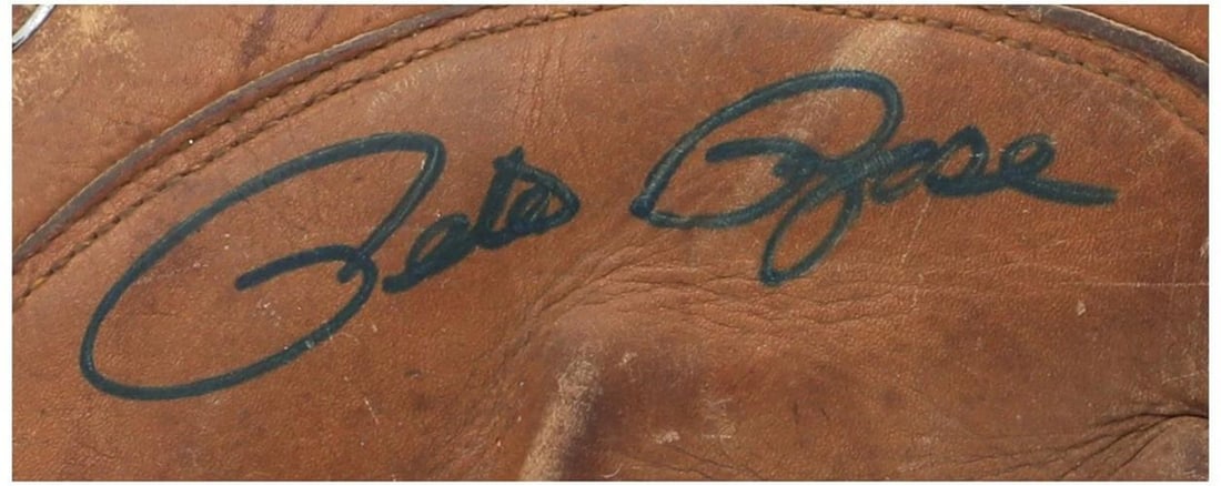 1950's Pete Rose Signed Game Used Little League Glove & Chest Protector PSA DNA - 5