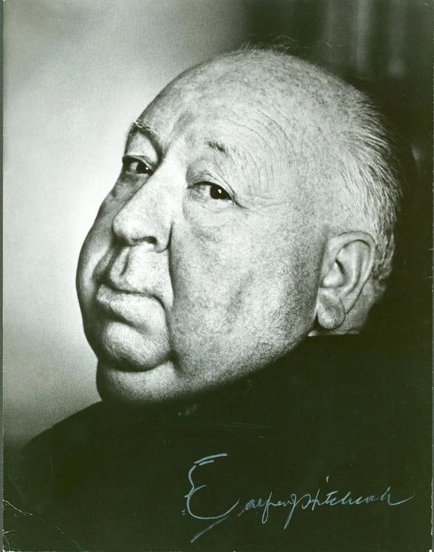 Alfred Hitchcock Signed B&W 10x13 Photo w/ Self Portrait Sketch BAS #AB76136 - 5