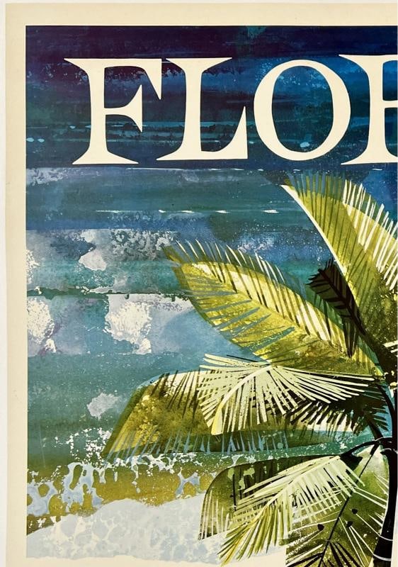 Original Vintage Poster FLORIDA EASTERN AIR LINES Airline Travel Tourism LINEN - 2