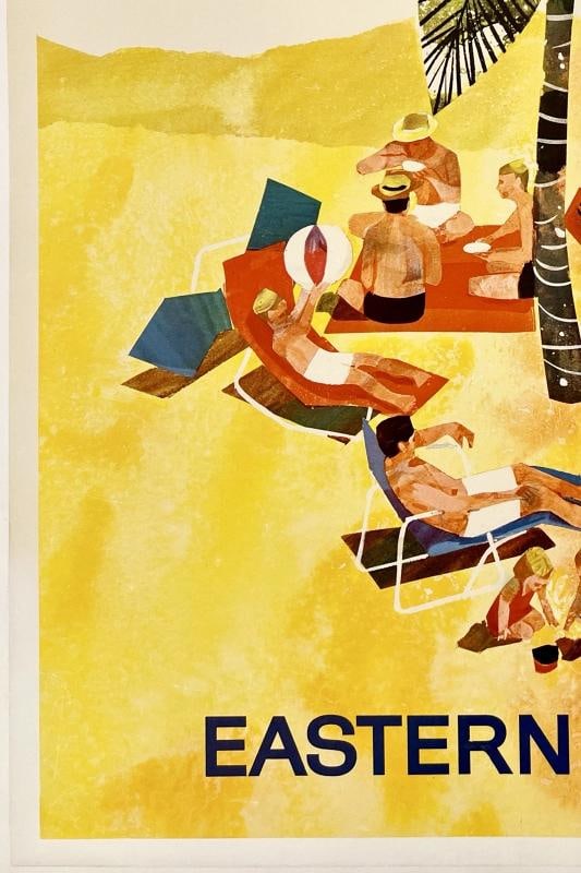 Original Vintage Poster FLORIDA EASTERN AIR LINES Airline Travel Tourism LINEN - 4