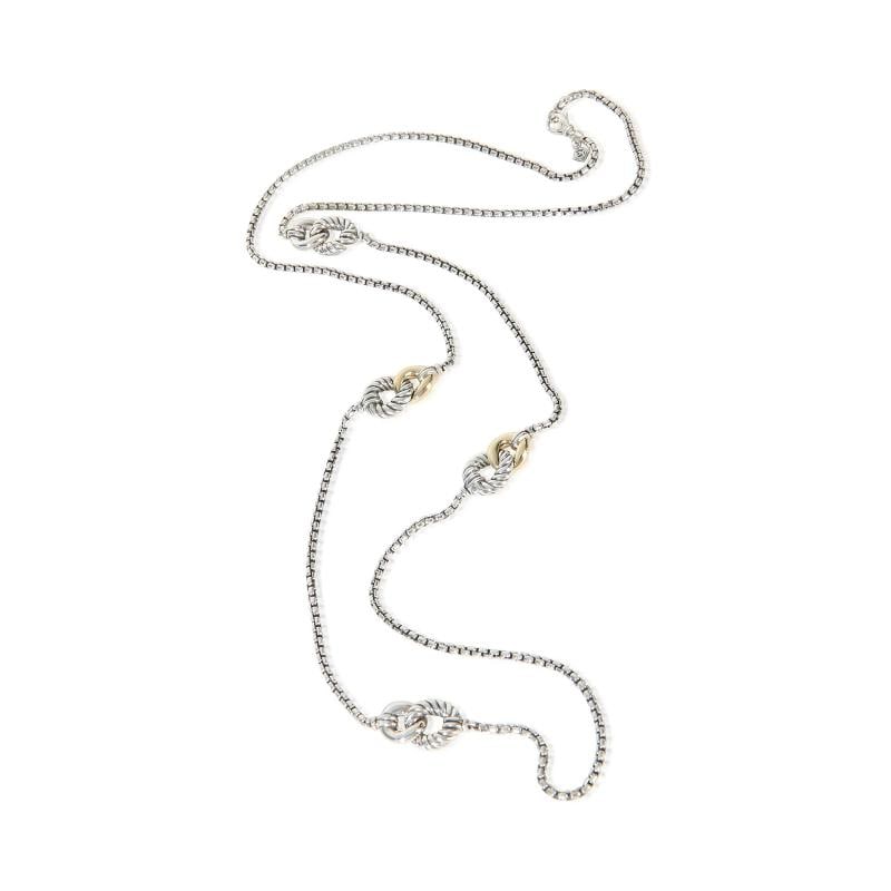 David Yurman Yellow Gold & Sterling Silver Belmont Curb Station Necklace - 3