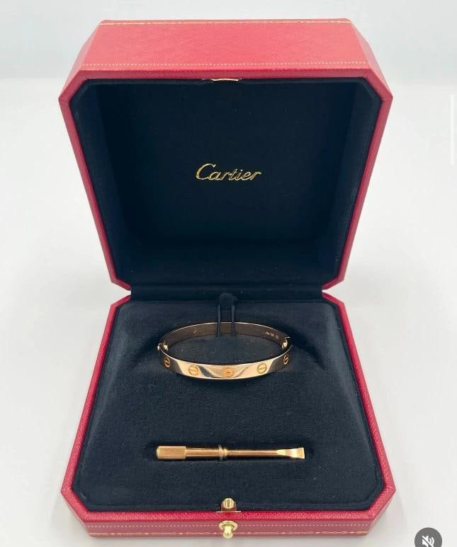 Cartier Love Bracelet Classic Model 18K Rose Gold Size 16, Retail Is $7,995 - 3