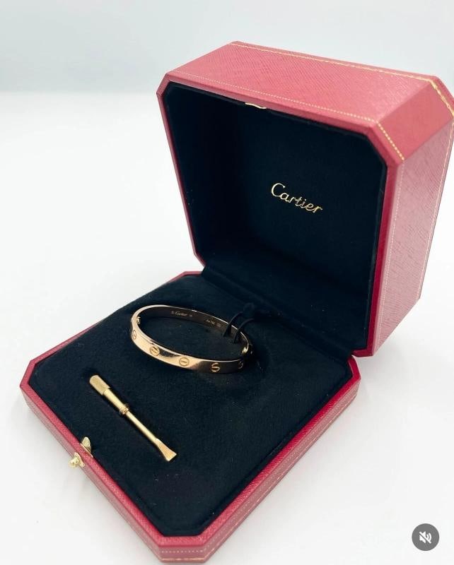 Cartier Love Bracelet Classic Model 18K Rose Gold Size 16, Retail Is $7,995 - 4