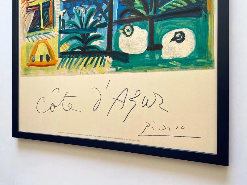 PABLO PICASSO RARE 1962 "COTE D'AZUR" MOURLOT LITHOGRAPH PRINT FRAMED LRG POSTER - 12