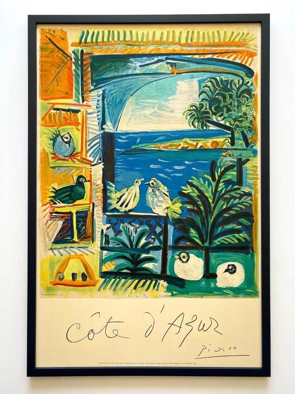 PABLO PICASSO RARE 1962 "COTE D'AZUR" MOURLOT LITHOGRAPH PRINT FRAMED LRG POSTER: Condition: Used,Country of Origin: France,Artist: Pablo Picasso,Unit of Sale: Single-Piece Work,Size: Large,Signed: No,Color: Multicolor,Title: " Cote d'Azur ",Material: Paper,Original/Licensed Reprin