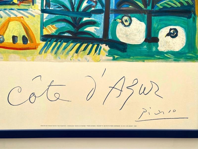 PABLO PICASSO RARE 1962 "COTE D'AZUR" MOURLOT LITHOGRAPH PRINT FRAMED LRG POSTER - 7
