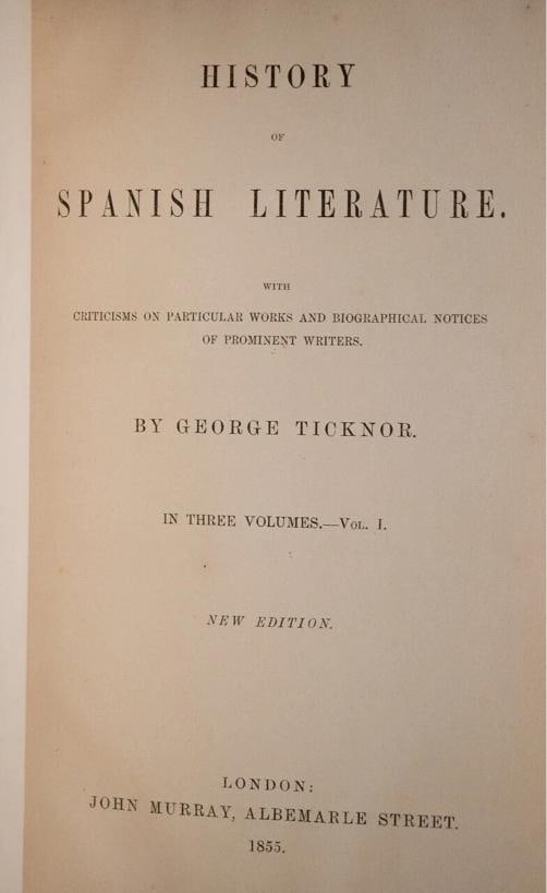 George Ticknor / History of Spanish Literature 1855 - 12