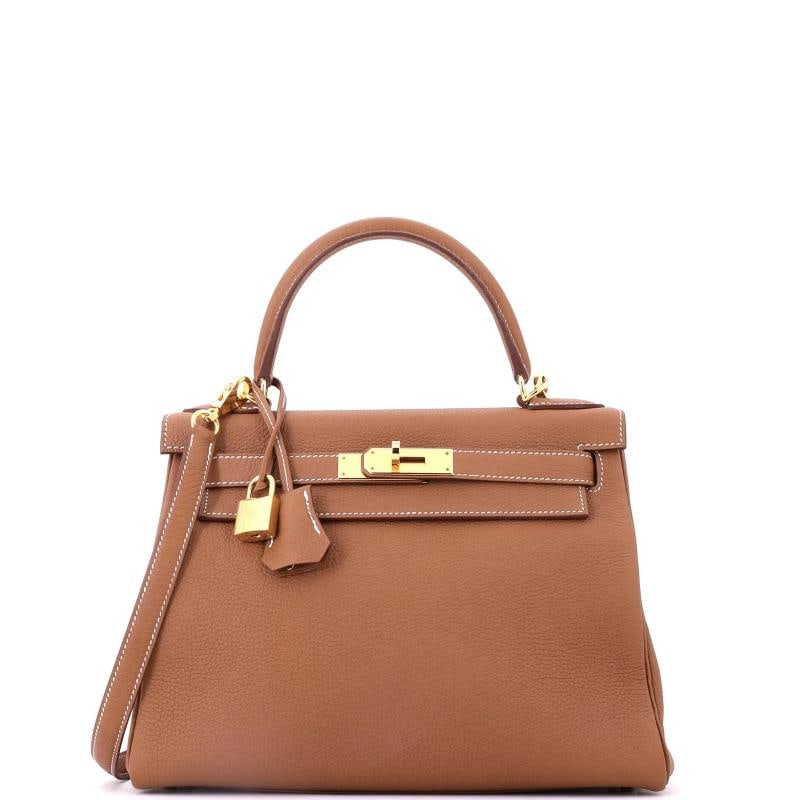 Hermes Kelly Handbag Brown Togo with Gold Hardware 28: Condition: Pre-owned - Excellent,Brand: Hermes,Exterior Material: Leather,Style: Cross Body Bags,Exterior Color: Brown,Department: Women,Size: 28,Accessories: Keys, Dust Bag, Lock, Clochette, With Str