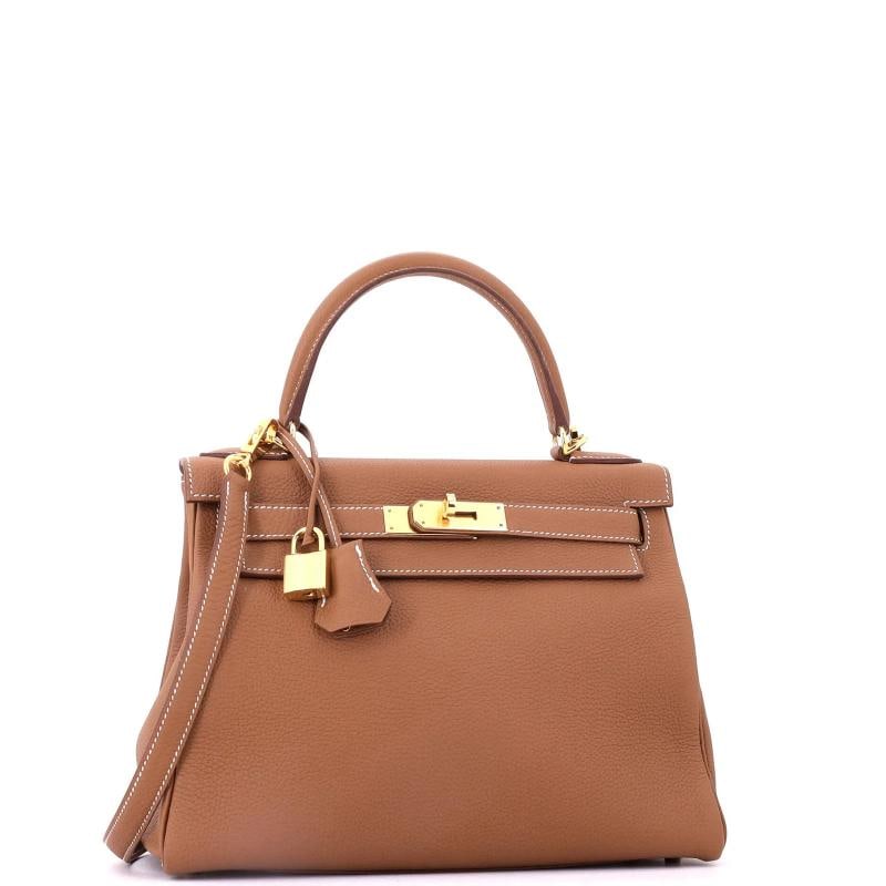 Hermes Kelly Handbag Brown Togo with Gold Hardware 28 - 3