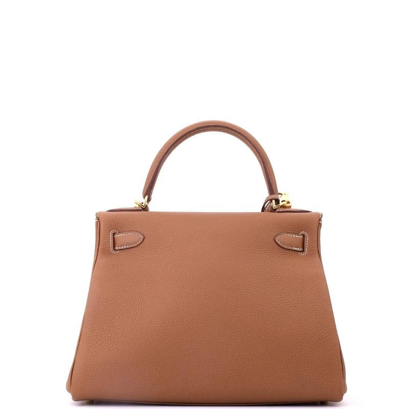 Hermes Kelly Handbag Brown Togo with Gold Hardware 28 - 4