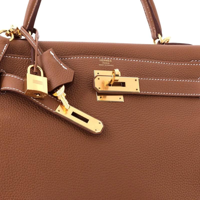 Hermes Kelly Handbag Brown Togo with Gold Hardware 28 - 7