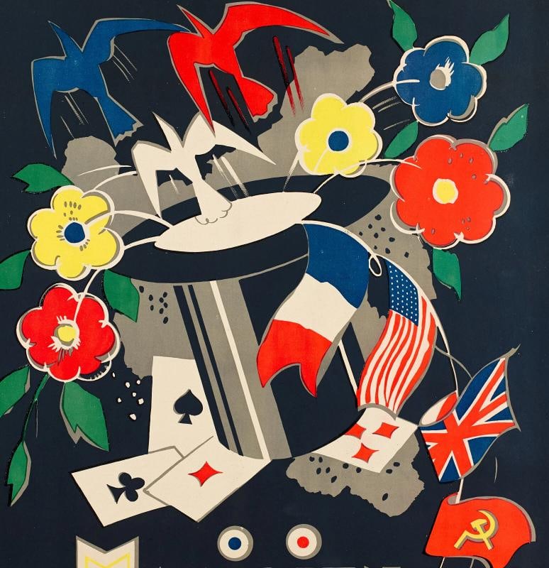 Original Vintage Poster - Solanis - Magician - Dove - Card Game - Flag - 1945 - 5