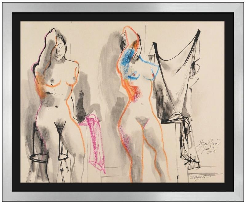 Bryon Browne Original Ink and Gouache Painting Female Figure Signed Framed Art: Condition: Used,Unit of Sale: Single Piece,Artist: Bryon Browne,Signed: Yes,Title: Margaret,Certificate of Authenticity (COA): Yes,Framing: Framed,Subject: Figures,Personalize: Yes,Type: Painting,Orig