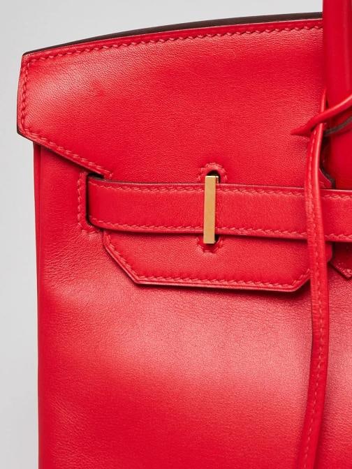 Hermes Rouge Coeur Swift Leather Gold Plated Birkin Bag - 11