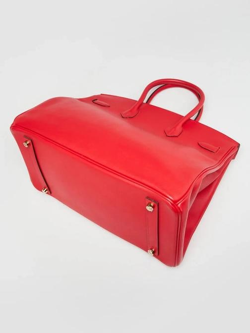 Hermes Rouge Coeur Swift Leather Gold Plated Birkin Bag - 3