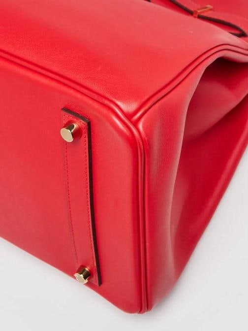 Hermes Rouge Coeur Swift Leather Gold Plated Birkin Bag - 4
