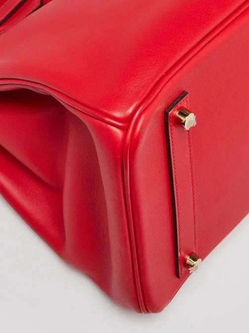 Hermes Rouge Coeur Swift Leather Gold Plated Birkin Bag - 7