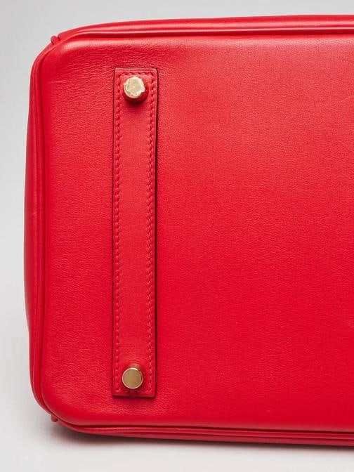 Hermes Rouge Coeur Swift Leather Gold Plated Birkin Bag - 8