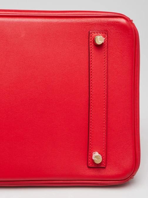 Hermes Rouge Coeur Swift Leather Gold Plated Birkin Bag - 9