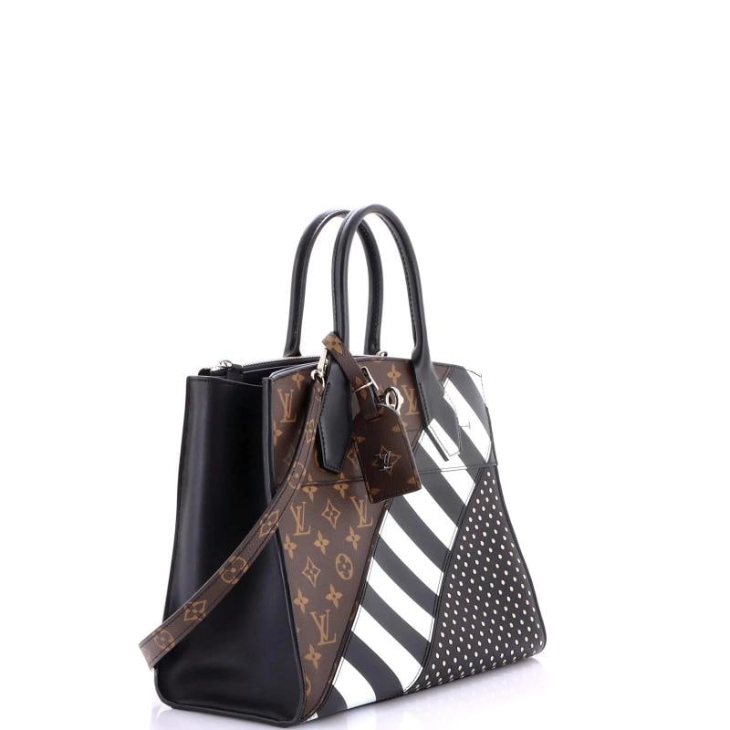 Louis Vuitton City Steamer Handbag Studded Leather and Monogram Canvas MM - 2