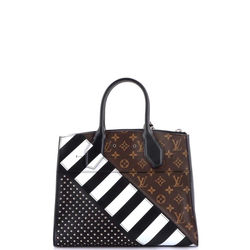 Louis Vuitton City Steamer Handbag Studded Leather and Monogram Canvas MM - 3