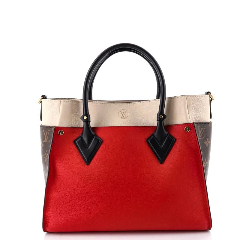 Louis Vuitton On My Side Tote Leather with Monogram Canvas MM - 3