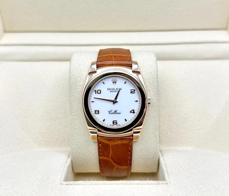 Rolex Cellini Cestello 5330/5 36mm White Arabic Dial 18k Rose Gold Box Paper - 3