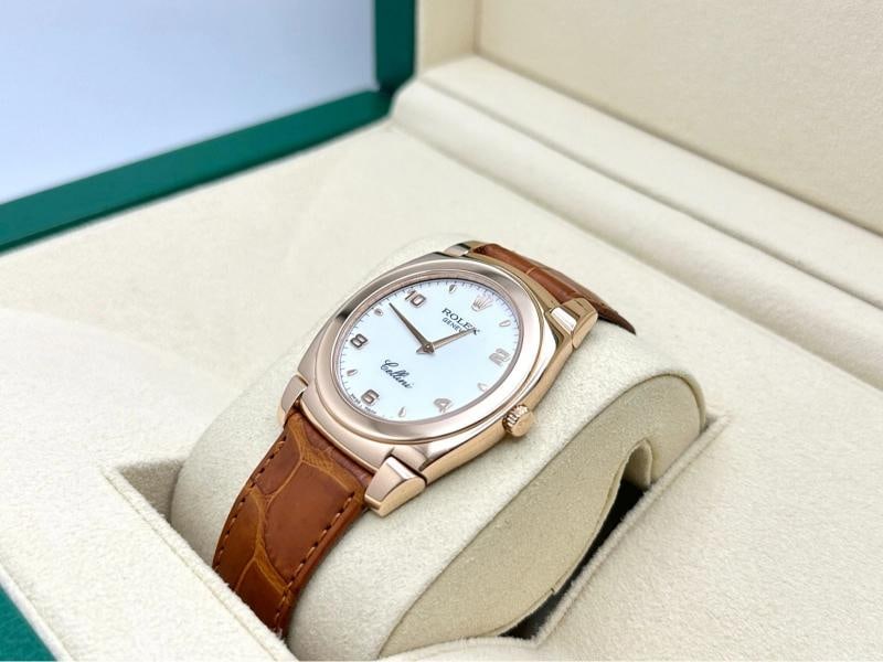 Rolex Cellini Cestello 5330/5 36mm White Arabic Dial 18k Rose Gold Box Paper - 4