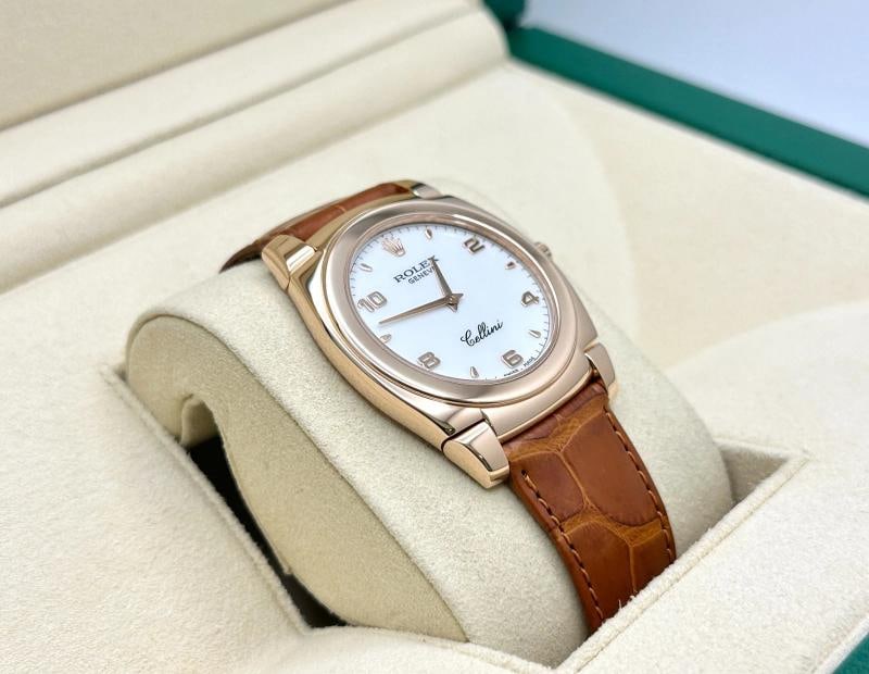 Rolex Cellini Cestello 5330/5 36mm White Arabic Dial 18k Rose Gold Box Paper - 6