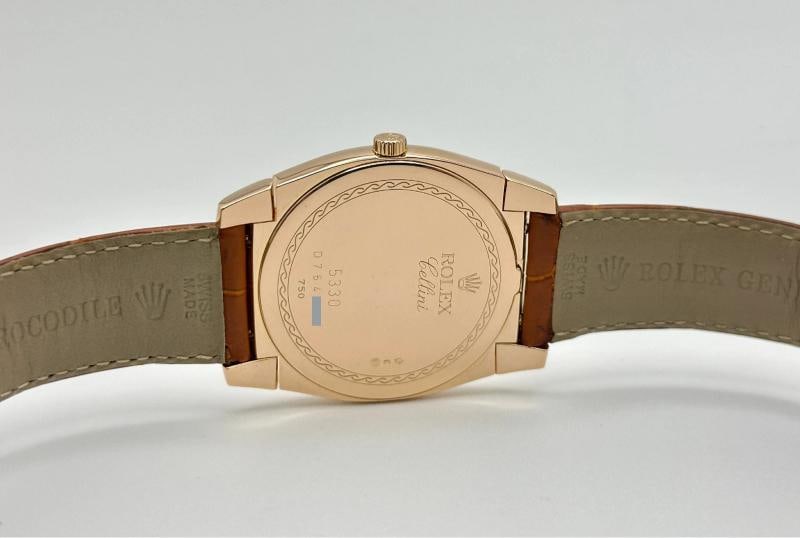 Rolex Cellini Cestello 5330/5 36mm White Arabic Dial 18k Rose Gold Box Paper - 8