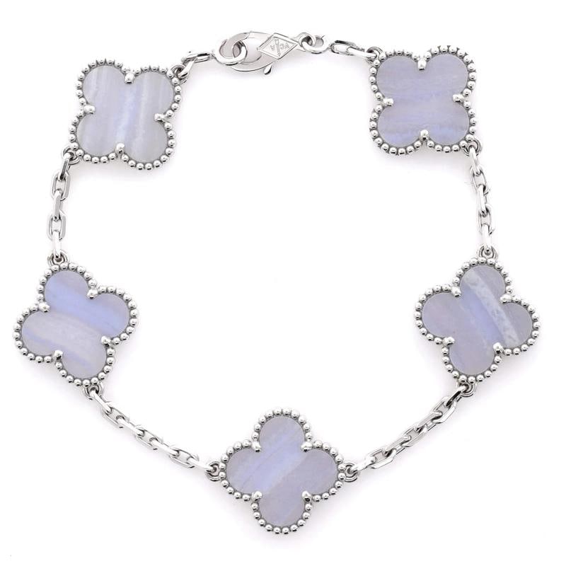 Van Cleef & Arpels Vintage Alhambra 5 Motifs Bracelet 18K White Gold - 2
