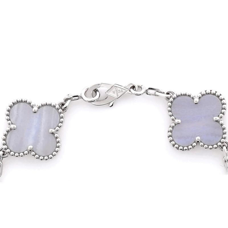 Van Cleef & Arpels Vintage Alhambra 5 Motifs Bracelet 18K White Gold - 3