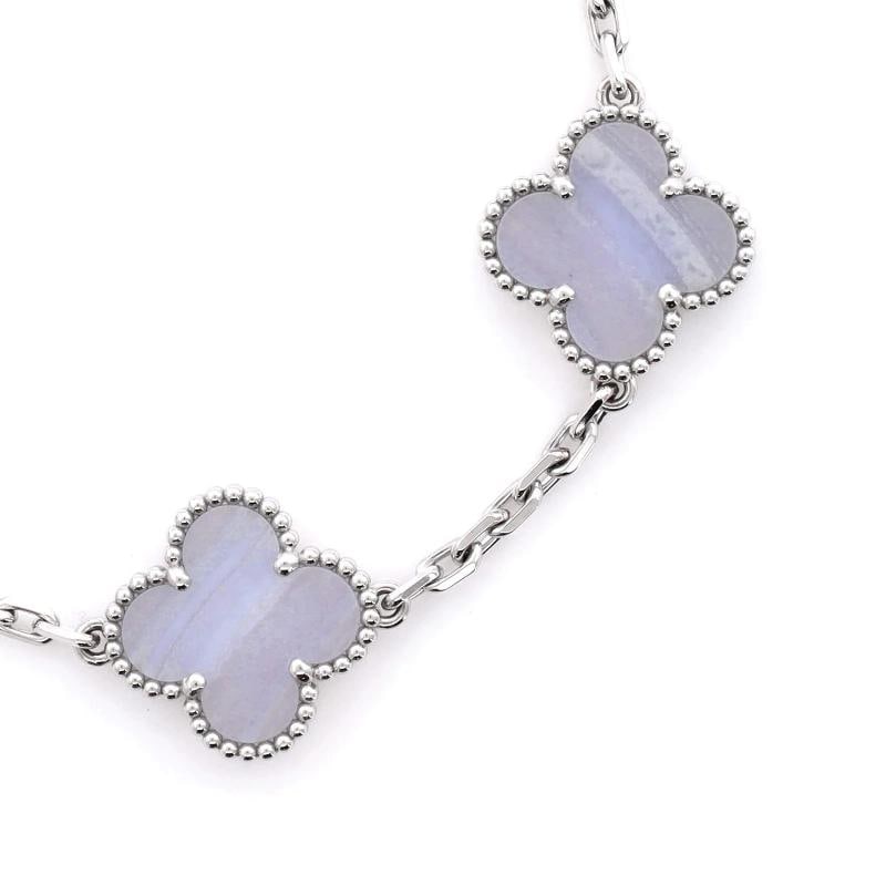 Van Cleef & Arpels Vintage Alhambra 5 Motifs Bracelet 18K White Gold - 4