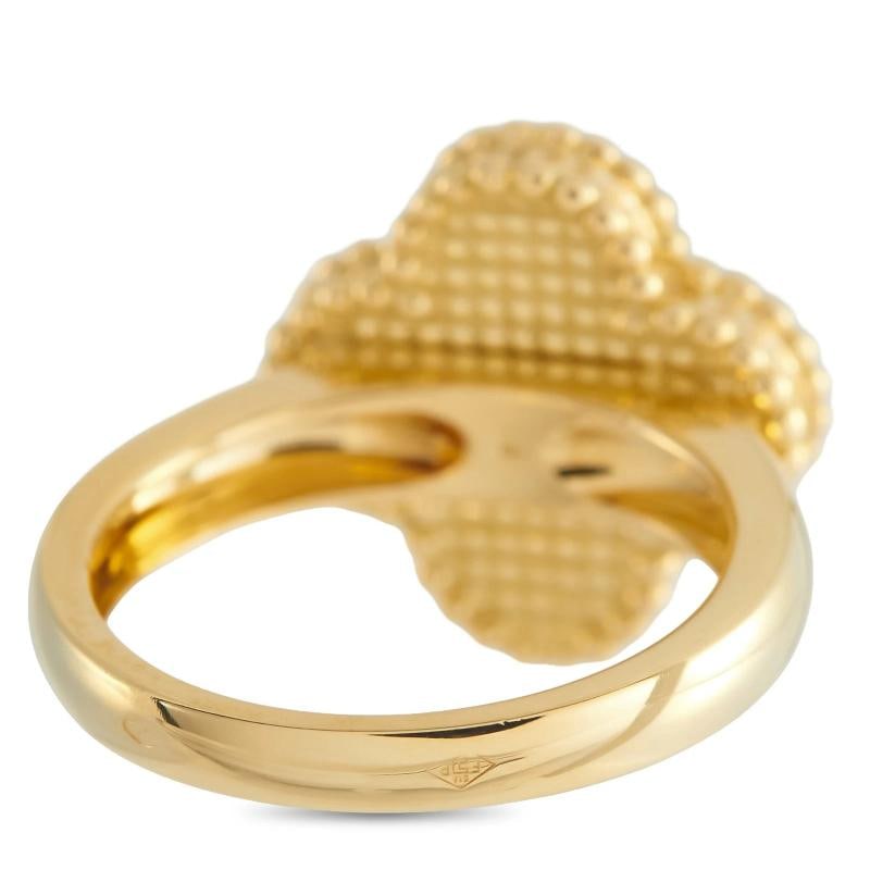 Van Cleef & Arpels Alhambra 18K Yellow Gold Diamond and Mother of Pearl Ring VC - 5