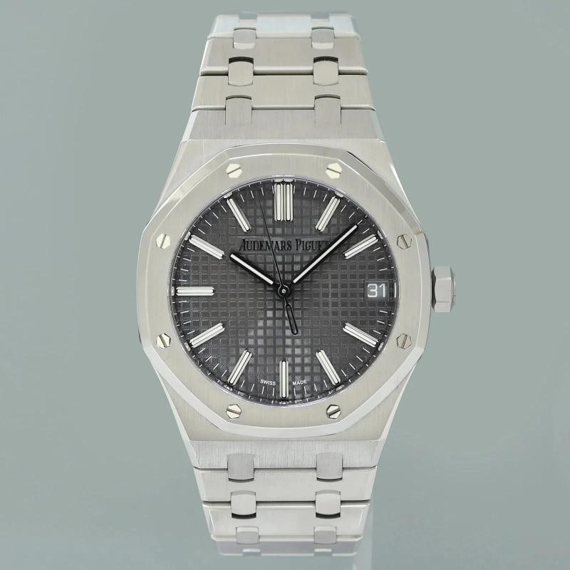 2026 AP SERVICE MINT PAPERS Audemars Piguet Royal Oak Steel 15510ST Grey Watch - 2