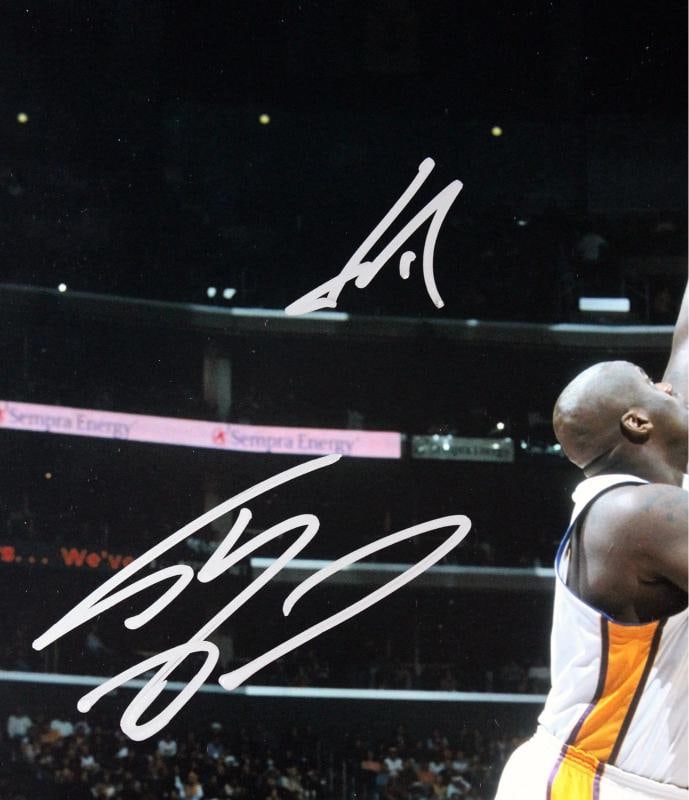 Shaquille O'Neal & Yao Ming Authentic Signed 16x20 Vertical Photo BAS Witnessed - 2
