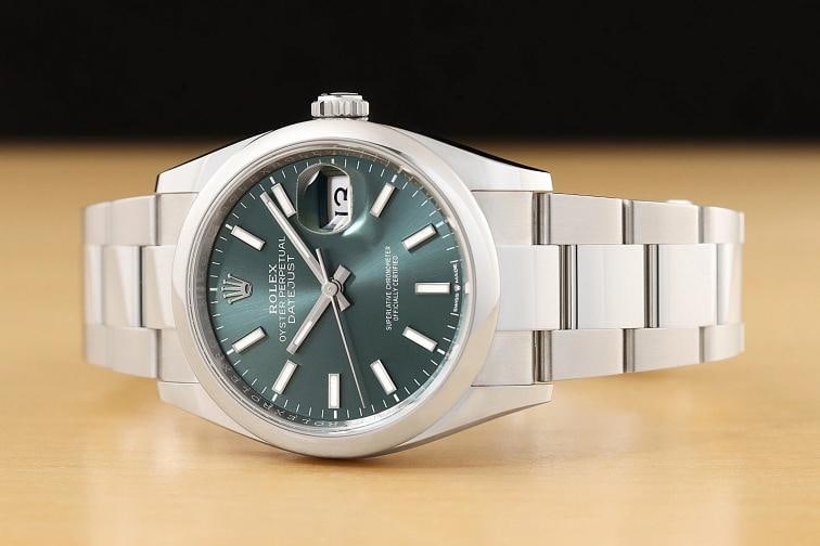 2026 MAR B&P ROLEX DATEJUST 36 126200 MINT GREEN DIAL SMOOTH STEEL OYSTER WATCH - 2