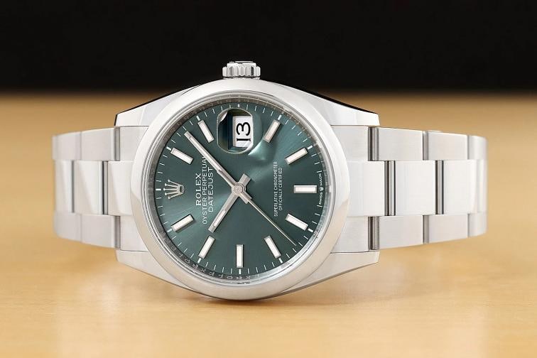 2026 MAR B&P ROLEX DATEJUST 36 126200 MINT GREEN DIAL SMOOTH STEEL OYSTER WATCH - 3